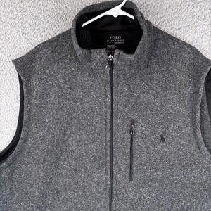 Polo Ralph Lauren Fleece Vest Men 3XLT Gray Full Zip Sweater Performance Pockets